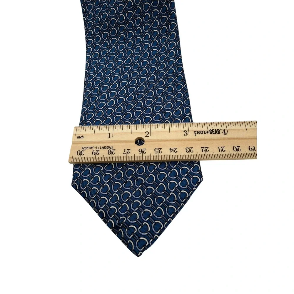 Brooks Brothers Mens Blue Geometric Link Silk Tie Made in USA (TA29) NWTs